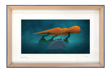 Load image into Gallery viewer, Tangerina -  My Fathers Dragon Limited Edition Signed Print - Yale Blue edge frame
