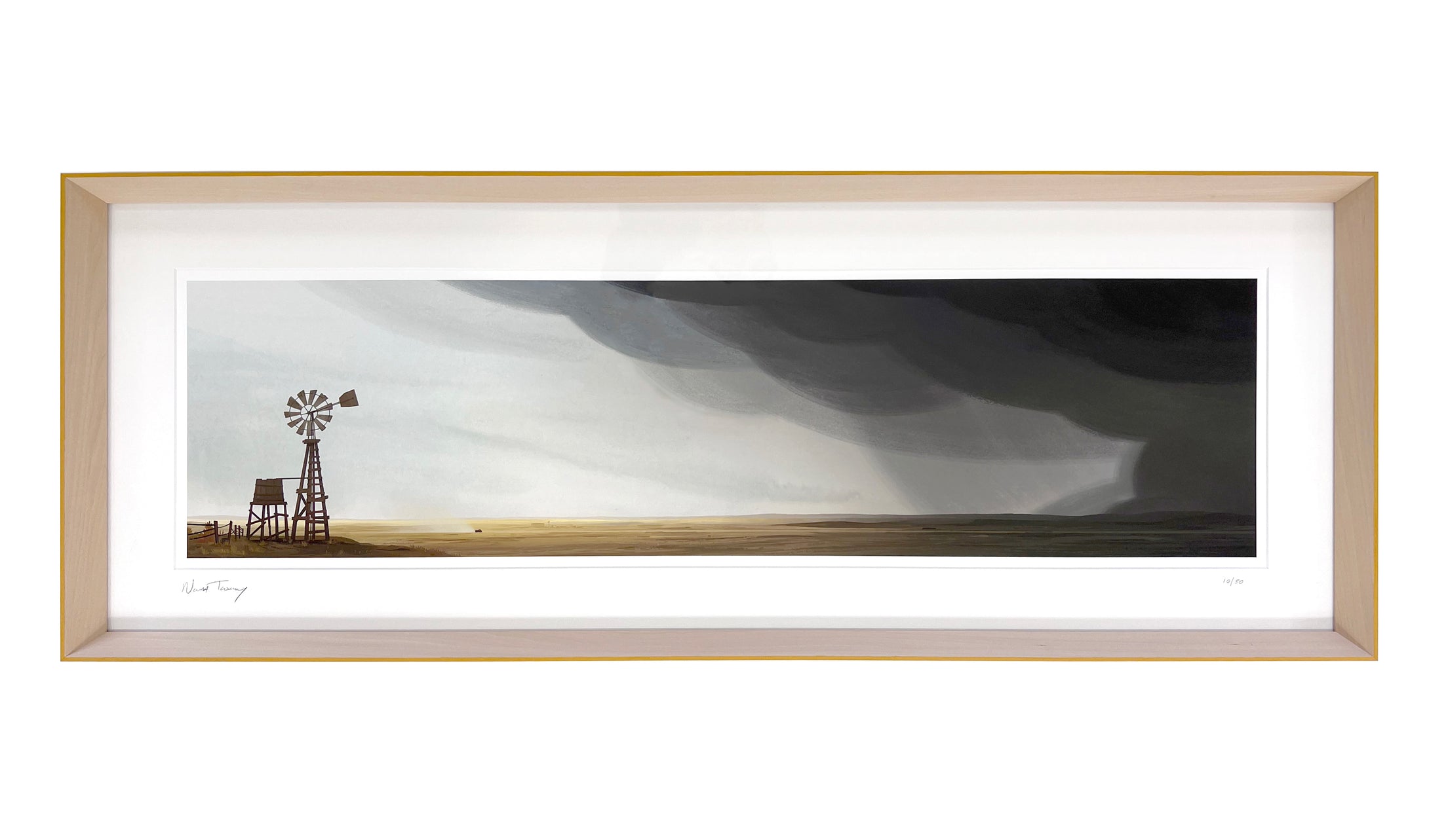 Storm Clouds - My Fathers Dragon Limited Edition Signed Print - Honey Yellow edge frame